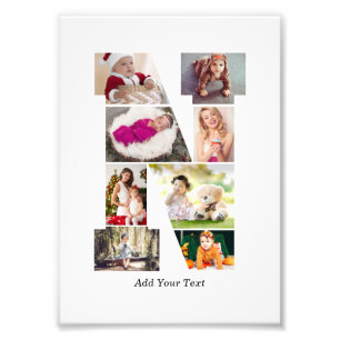 Black and White Letter N Photo Collage Print