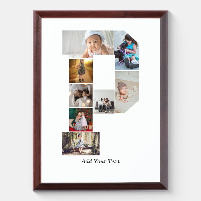 Black and White Letter P Photo Collage Award Plaque (Vertical)