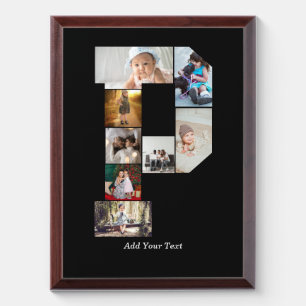 Black and White Letter P Photo Collage Award Plaque
