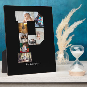 Black and White Letter P Photo Collage Plaque
