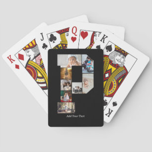 Black and White Letter P Photo Collage Poker Cards