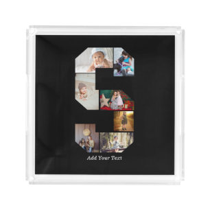 Black and White Letter S Photo Collage Acrylic Tray