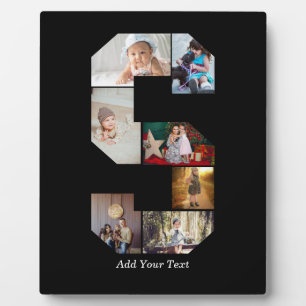Black and White Letter S Photo Collage Plaque