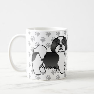 Black And White Lhasa Apso Cute Cartoon Dog Coffee Mug