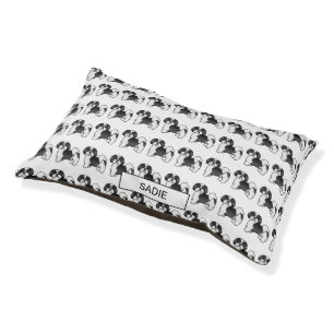 Black And White Lhasa Apso Dog Pattern & Name Pet Bed