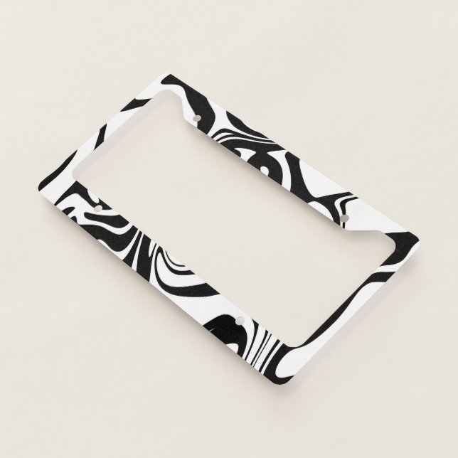 Black and White License Plate Frame (3/4)