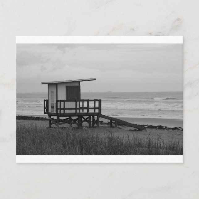 Black and White Lifeguard Stand Postcard (Front)