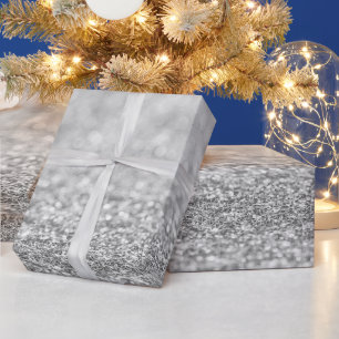 Black and White light faux glitter sparkles print Wrapping Paper