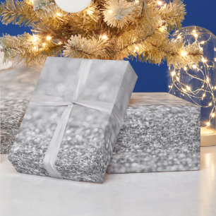 Black and White light faux glitter sparkles Wrapping Paper