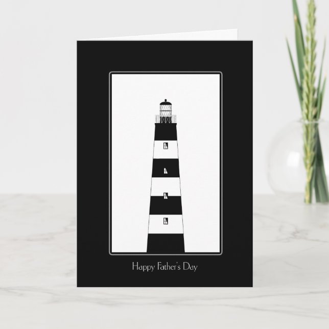 Black and White LIghthouse Father's Day Card (Front)