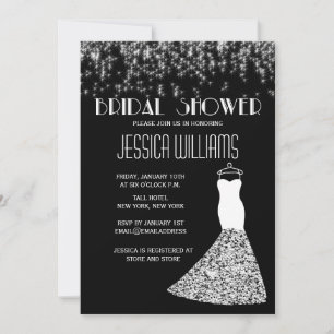 Black And White Lights Glamorous Bridal Shower Inv Invitation