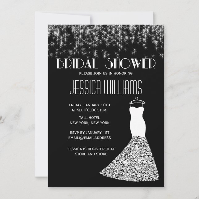 Black And White Lights Glamorous Bridal Shower Inv Invitation (Front)
