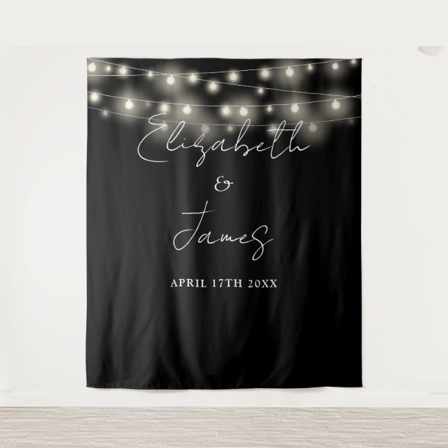 Black And White Lights Wedding Photo Backdrop (Front)