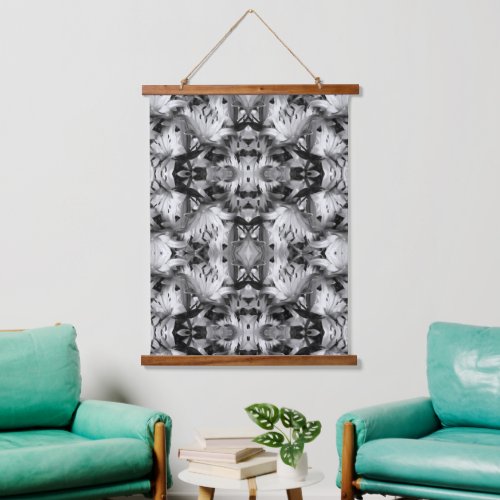 Black And White Lilies Floral Abstract  Hanging Tapestry