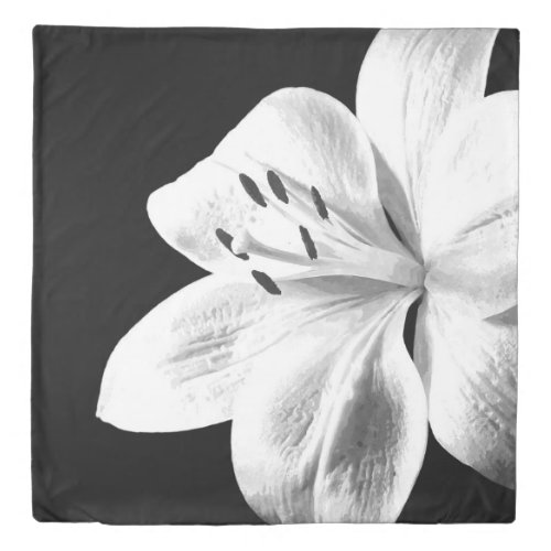 Black and White Lily Duvet Cover