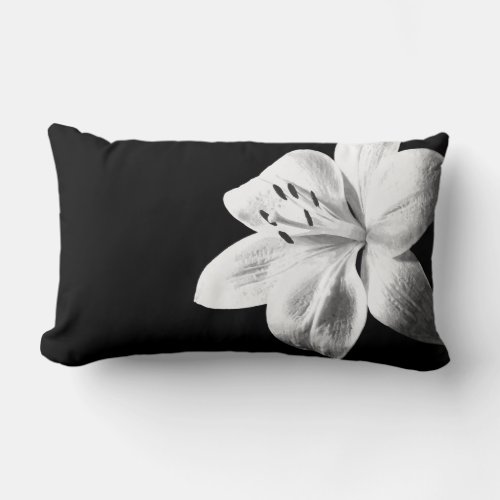 Black and White Lily Lumbar Pillow