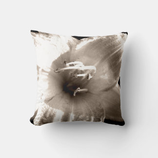 Black and White Lily Photograph Throw Pillow