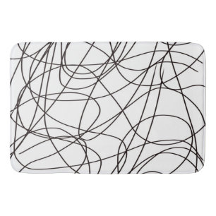 Black and white line art  bath mat