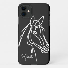 Black and white line art horse custom Zazzle Basic iPhone 11 Case