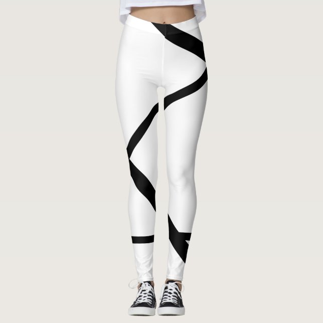 Black and white line modern minimalist  leggings (Front)