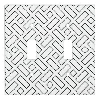 Black and White Linear Block Pattern - White Light Switch Cover