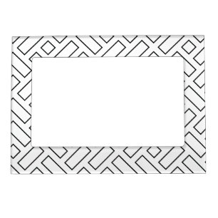 Black and White Linear Block Pattern - White Magnetic Frame
