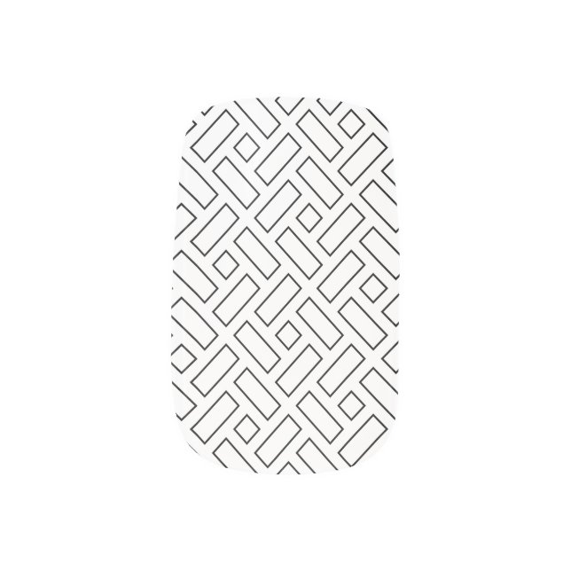 Black and White Linear Block Pattern - White Minx Nail Art (Left Thumb)