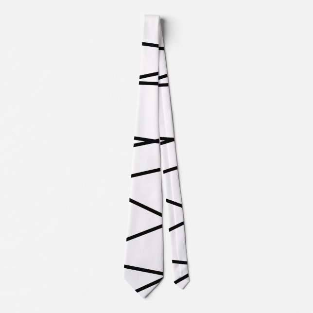 Black and White Linear Geometric Neck Tie (Front)