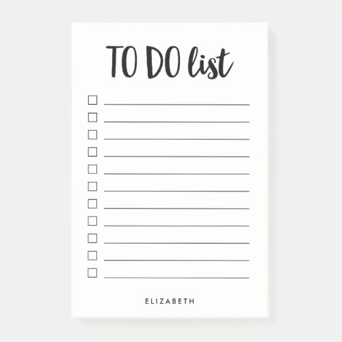 Black and White  Lined Personalized To Do List Post_it Notes