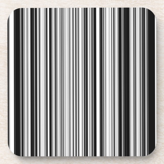 Black And White Lines Beverage Coaster (Front)