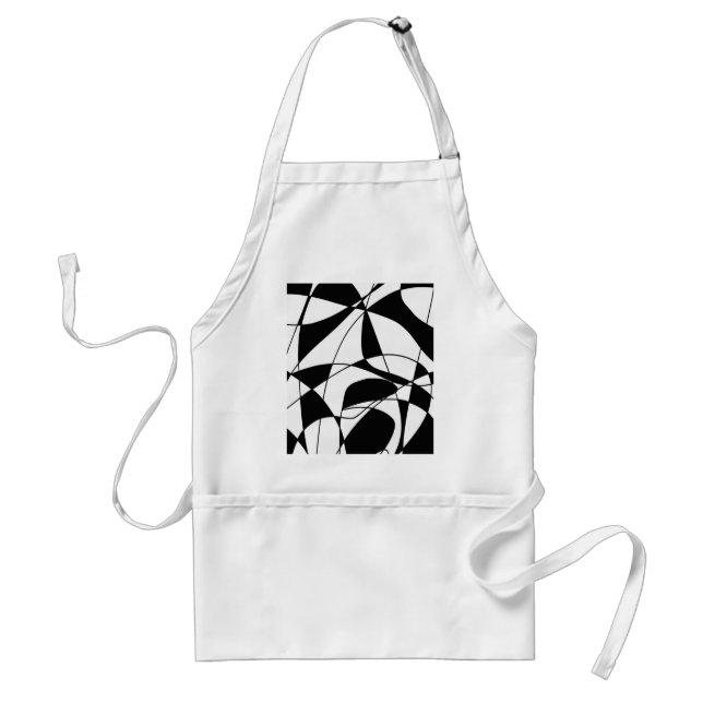 Black and White lines, block colour print pattern Adult Apron (Front)