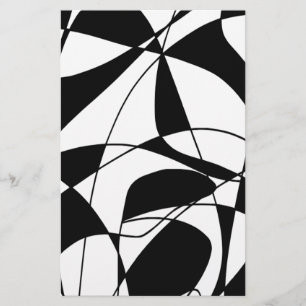 Black and White lines, block colour print pattern Stationery
