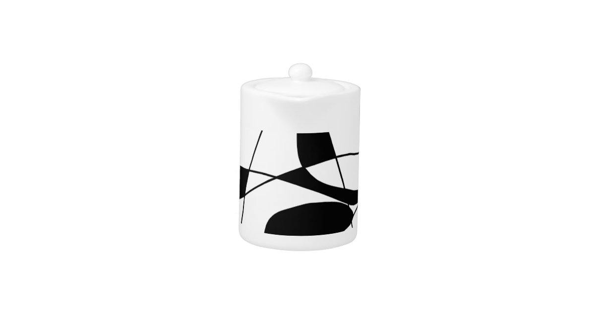 Black and White lines, block colour print pattern Teapot | Zazzle