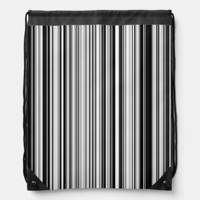 Black And White Lines Drawstring Bag (Front)