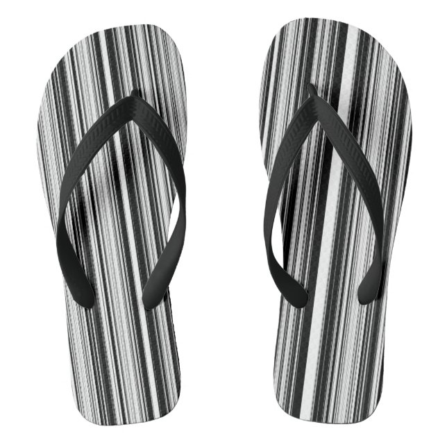 Black And White Lines Flip Flops (Footbed)