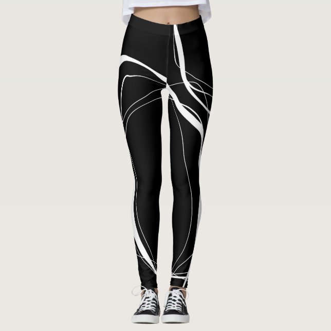 Black and white lines leggings (Front)