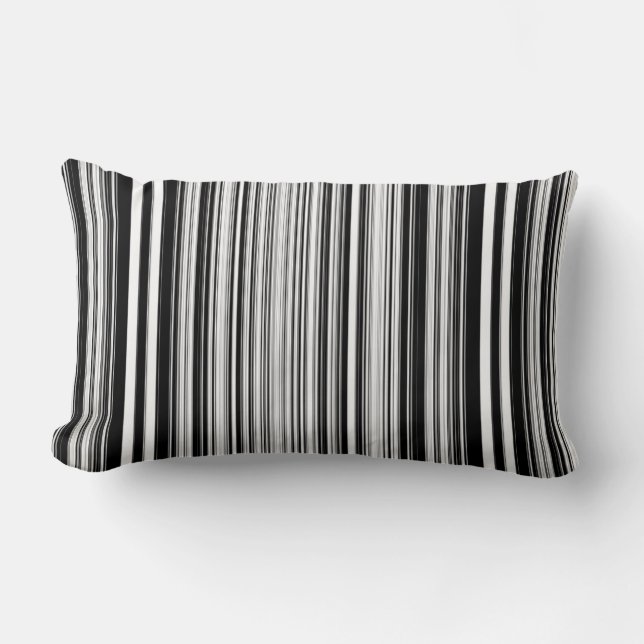 Black And White Lines Lumbar Pillow (Front)