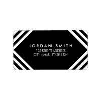 Black and White Lines Minimalist Geometric Address Label