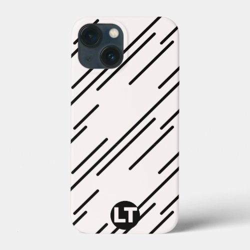 Black And White Lines Modern Custom Initial iPhone 13 Mini Case