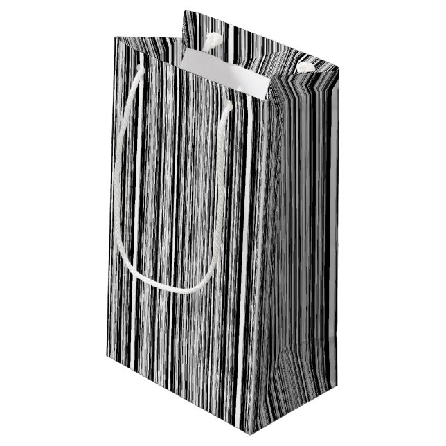 Black And White Lines Small Gift Bag (Back Angled)