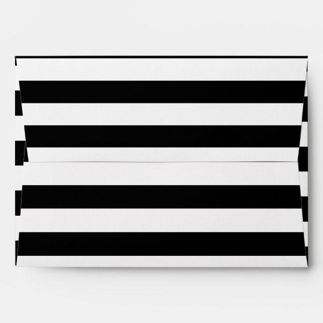Black and White Lines Stripes Pattern Envelope (Back (Top Flap))