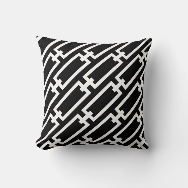 Black and White Links Pattern Throw Pillow (Front)