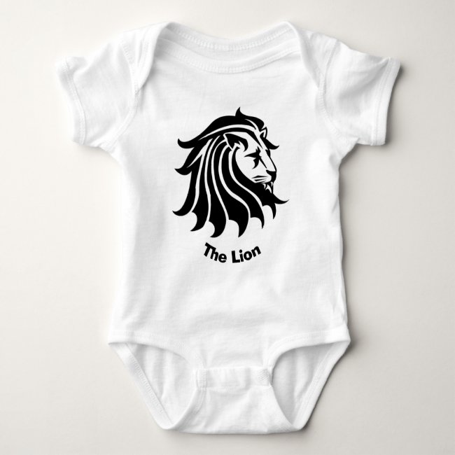 Black and White Lion Baby Bodysuit