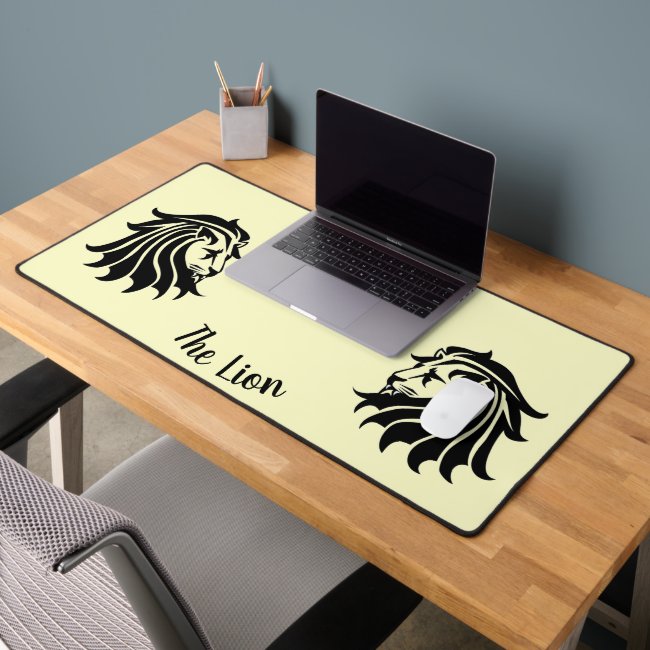Black and White Lion Desk Mat