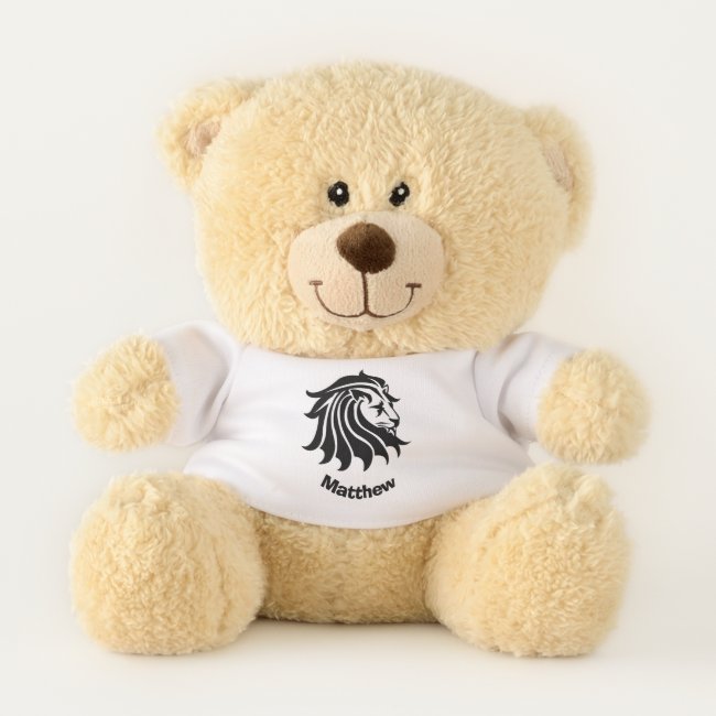 Black and White Lion in Silhouette Teddy Bear