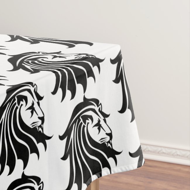 Black and White Lion Pattern Tablecloth
