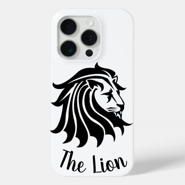 Black and White Lion Silhouette iPhone 15 Pro Case