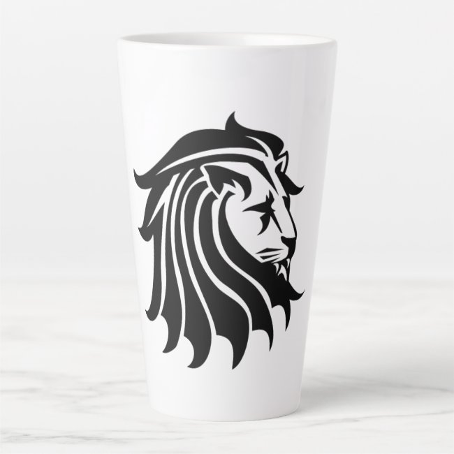 Black and White Lion Silhouette Latte Mug