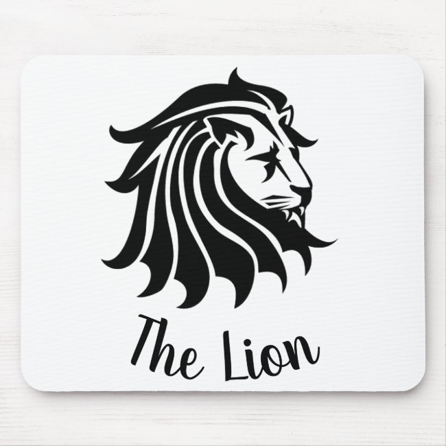 Black and White Lion Silhouette Mousepad