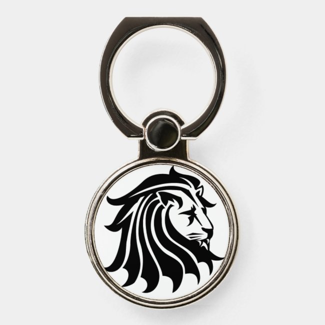 Black and White Lion Silhouette Phone Ring Holder